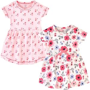 imageTouched by Nature Girls One Size Organic Cotton Short LongSleeve DressesBaby Toddler Coral Garden Short Sleeve