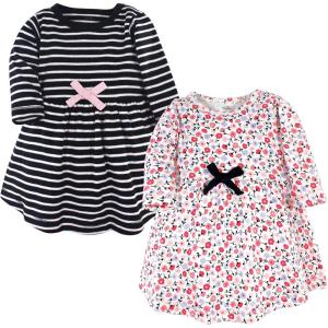 imageTouched by Nature Girls One Size Organic Cotton Short LongSleeve DressesBaby Toddler Ditsy Floral Long Sleeve