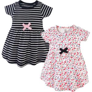 imageTouched by Nature Girls One Size Organic Cotton Short LongSleeve DressesBaby Toddler Ditsy Floral Short Sleeve