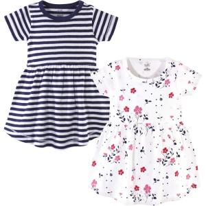 imageTouched by Nature Girls One Size Organic Cotton Short LongSleeve DressesBaby Toddler Floral Breeze Short Sleeve