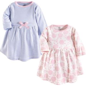 imageTouched by Nature Girls One Size Organic Cotton Short LongSleeve DressesBaby Toddler Floral Shadow Long Sleeve