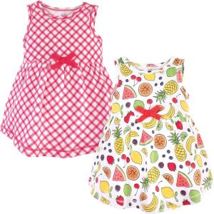 imageTouched by Nature Girls One Size Organic Cotton Short LongSleeve DressesBaby Toddler Fruit Sleeveless