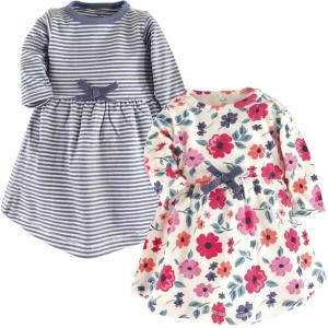 imageTouched by Nature Girls One Size Organic Cotton Short LongSleeve DressesBaby Toddler Garden Floral Long Sleeve