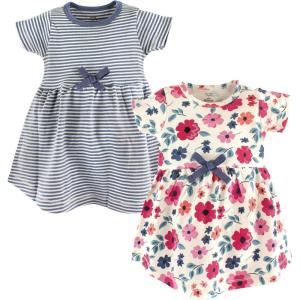 imageTouched by Nature Girls One Size Organic Cotton Short LongSleeve DressesBaby Toddler Garden Floral Short Sleeve