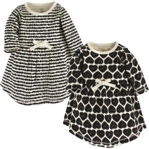 imageTouched by Nature Girls One Size Organic Cotton Short LongSleeve DressesBaby Toddler Heart Long Sleeve