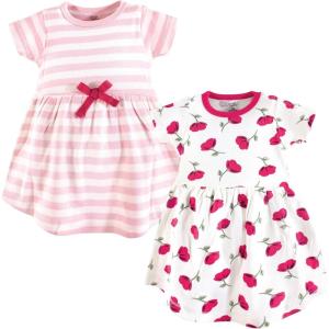 imageTouched by Nature Girls One Size Organic Cotton Short LongSleeve DressesBaby Toddler Petals Short Sleeve