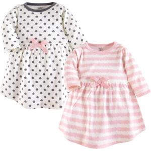 imageTouched by Nature Girls One Size Organic Cotton Short LongSleeve DressesBaby Toddler Pink Gray Scribble Long Sleeve