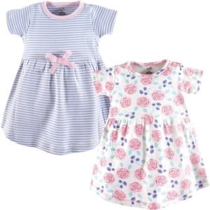imageTouched by Nature Girls One Size Organic Cotton Short LongSleeve DressesBaby Toddler Pink Rose Short Sleeve