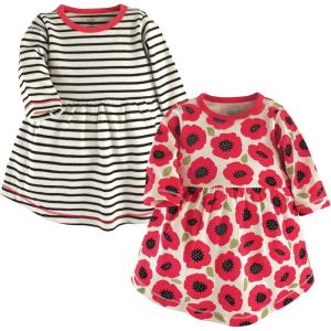 imageTouched by Nature Girls One Size Organic Cotton Short LongSleeve DressesBaby Toddler Poppy Long Sleeve