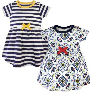 imageTouched by Nature Girls One Size Organic Cotton Short LongSleeve DressesBaby Toddler Pottery Tile Short Sleeve