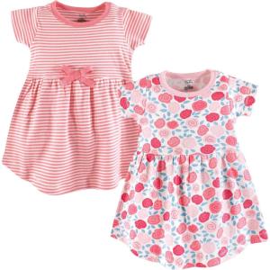 imageTouched by Nature Girls One Size Organic Cotton Short LongSleeve DressesBaby Toddler Rosebud Short Sleeve