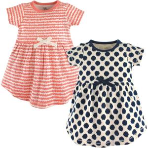 imageTouched by Nature Girls One Size Organic Cotton Short LongSleeve DressesBaby Toddler Scribble Dot Short Sleeve