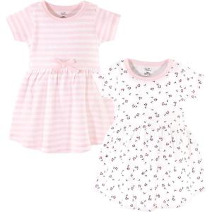 imageTouched by Nature Girls One Size Organic Cotton Short LongSleeve DressesBaby Toddler Tiny Flowers Short Sleeve
