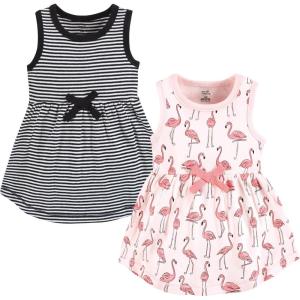 imageTouched by Nature Girls One Size Organic Cotton Short LongSleeve DressesPink Flamingo