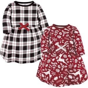 imageTouched by Nature Girls One Size Organic Cotton Short LongSleeve DressesRed Winter Folk