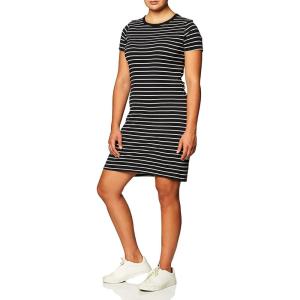 imageTouched by Nature Girls One Size Organic Cotton Short LongSleeve DressesWomen Black Stripe Short Sleeve