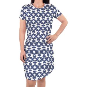 imageTouched by Nature Girls One Size Organic Cotton Short LongSleeve DressesWomen Damask Ikat Short Sleeve