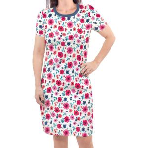 imageTouched by Nature Girls One Size Organic Cotton Short LongSleeve DressesWomen Garden Floral Short Sleeve