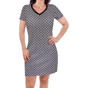 imageTouched by Nature Girls One Size Organic Cotton Short LongSleeve DressesWomen Gray Black Dot Short Sleeve