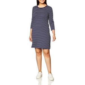 imageTouched by Nature Girls One Size Organic Cotton Short LongSleeve DressesWomen Navy Stripe Long Sleeve