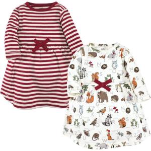 imageTouched by Nature Girls One Size Organic Cotton Short LongSleeve DressesWoodland Alphabet