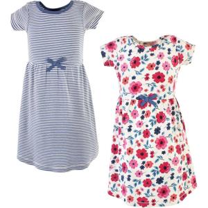 imageTouched by Nature Girls One Size Organic Cotton Short LongSleeve DressesYouth Garden Floral Short Sleeve