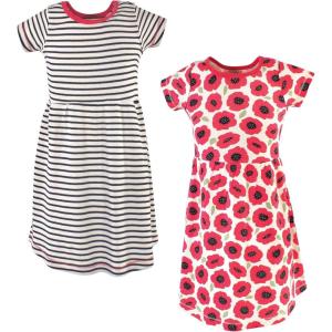imageTouched by Nature Girls One Size Organic Cotton Short LongSleeve DressesYouth Poppy Short Sleeve