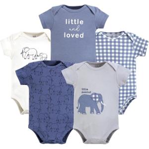 imageTouched by Nature Unisex Baby Organic Cotton BodysuitsBlue Peanut