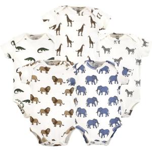 imageTouched by Nature Unisex Baby Organic Cotton BodysuitsClassic Safari Animals