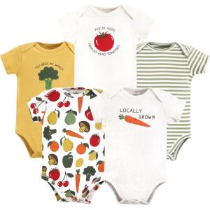 imageTouched by Nature Unisex Baby Organic Cotton BodysuitsHappy Veggies