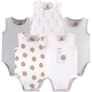 imageTouched by Nature Unisex Baby Organic Cotton BodysuitsMilk  Cookies