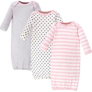 imageTouched by Nature Unisex Baby Organic Cotton GownsPink Gray Scribble