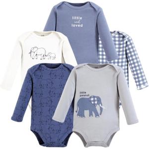 imageTouched by Nature Unisex Baby Organic Cotton LongSleeve BodysuitsBlue Peanut