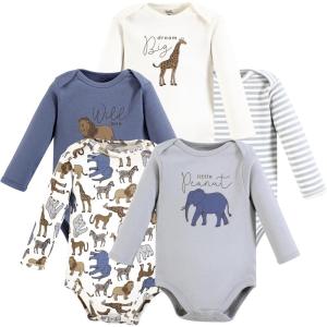 imageTouched by Nature Unisex Baby Organic Cotton LongSleeve BodysuitsClassic Safari
