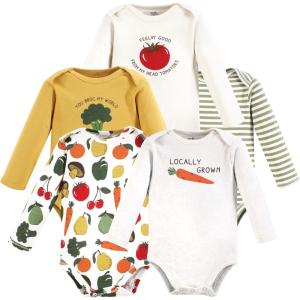 imageTouched by Nature Unisex Baby Organic Cotton LongSleeve BodysuitsHappy Veggies