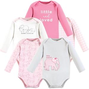 imageTouched by Nature Unisex Baby Organic Cotton LongSleeve BodysuitsPink Peanut