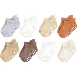 imageTouched by Nature Unisex Baby Organic Cotton Socks with NonSkid Gripper for Fall ResistanceBrown