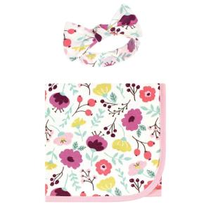 imageTouched by Nature Unisex Baby Organic Cotton Swaddle Blanket and Headband or Cap Moose One SizeBotanical
