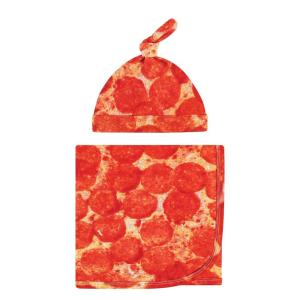 imageTouched by Nature Unisex Baby Organic Cotton Swaddle Blanket and Headband or Cap Moose One SizePizza