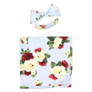 imageTouched by Nature Unisex Baby Organic Cotton Swaddle Blanket and Headband or Cap Moose One SizeRose Mum