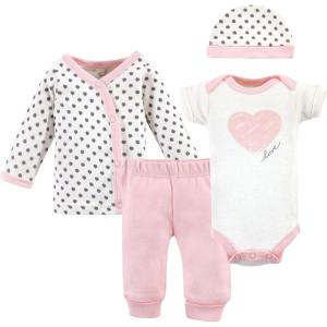 imageTouched by Nature babygirls Organic Cotton Preemie Layette SetPink Gray Scribble