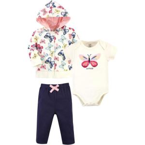 imageTouched by Nature unisexbaby Organic Cotton Hoodie Bodysuit Or Tee Top and PantBright Butterflies