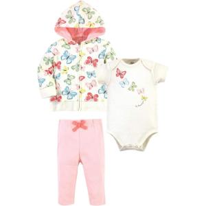 imageTouched by Nature unisexbaby Organic Cotton Hoodie Bodysuit Or Tee Top and PantButterflies