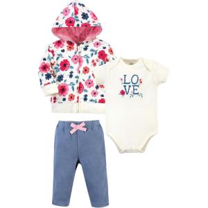 imageTouched by Nature unisexbaby Organic Cotton Hoodie Bodysuit Or Tee Top and PantGarden Floral