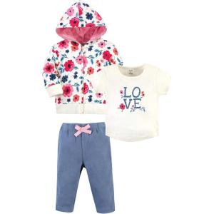 imageTouched by Nature unisexbaby Organic Cotton Hoodie Bodysuit Or Tee Top and PantGarden Floral Toddler