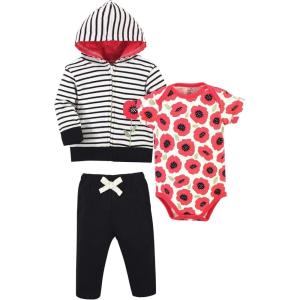 imageTouched by Nature unisexbaby Organic Cotton Hoodie Bodysuit Or Tee Top and PantPoppy