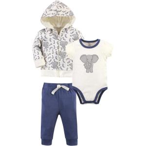 imageTouched by Nature unisexbaby Organic Cotton Hoodie Bodysuit Or Tee Top and PantPrint Elephant