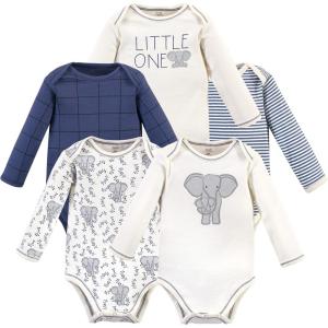 imageTouched by Nature unisexbaby Organic Cotton Longsleeve BodysuitsBlue Elephant