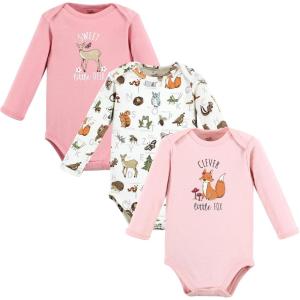 imageTouched by Nature unisexbaby Organic Cotton Longsleeve BodysuitsGirl Woodland Alphabet 3pack