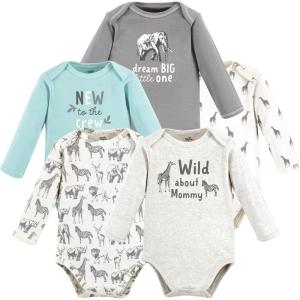 imageTouched by Nature unisexbaby Organic Cotton Longsleeve BodysuitsNeutral Safari